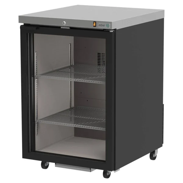 Refrigerador Contrabarra con Puerta de Cristal Exterior Vinil Negro Asber ABBC-23G HC