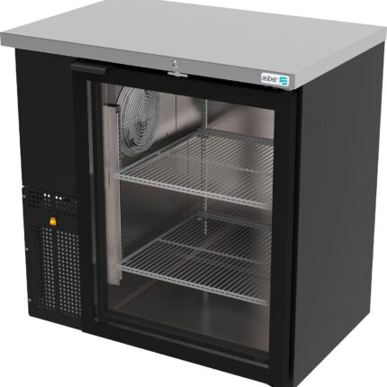 Refrigerador Contrabarra con Puerta Cristal Exterior Vinil Negro Slim Line Asber ABBC-24-36-G HC