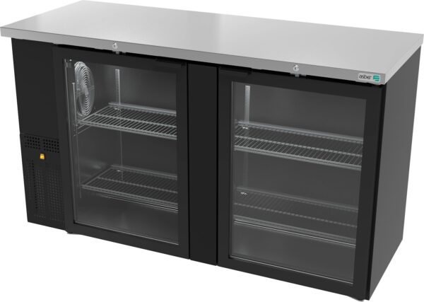 Refrigerador Contrabarra con Puerta Cristal Exterior Vinil Negro Slim Line Asber ABBC-24-60-G HC