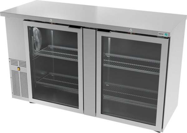 Refrigerador Contrabarra con Puerta Cristal en Acero Inoxidable Asber ABBC-24-60-SG HC