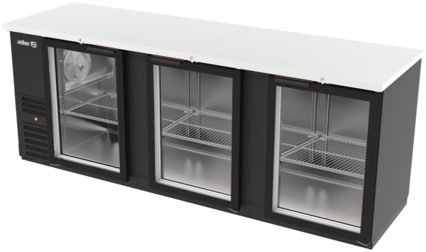 Refrigerador Contrabarra con Puerta de Cristal Exterior Vinil Negro Asber ABBC-94G HC