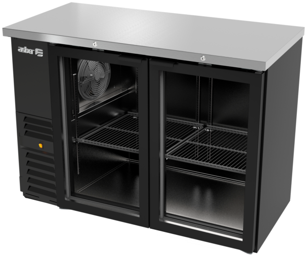 Refrigerador Contrabarra con Puerta Cristal Exterior Vinil Negro Slim Line Asber ABBC-24-48-G HC