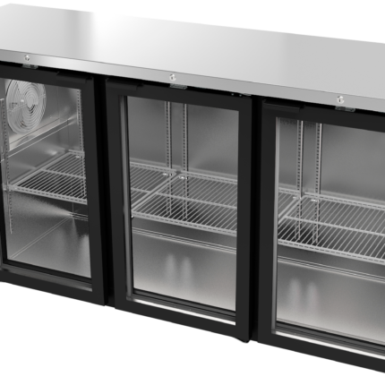 Refrigerador Contrabarra con Puerta Cristal Exterior Vinil Negro Slim Line Asber ABBC-24-72-G HC