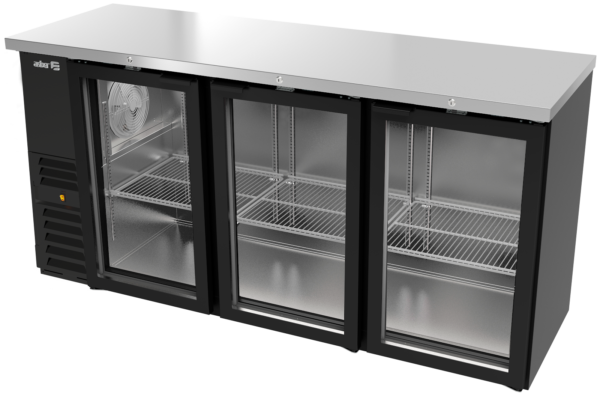 Refrigerador Contrabarra con Puerta Cristal Exterior Vinil Negro Slim Line Asber ABBC-24-72-G HC